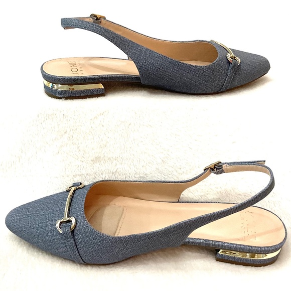 Denim Blue Jones New York Quaden Pointed Low Heel Pointed Toe Slingback Sz 9W - Picture 2 of 14